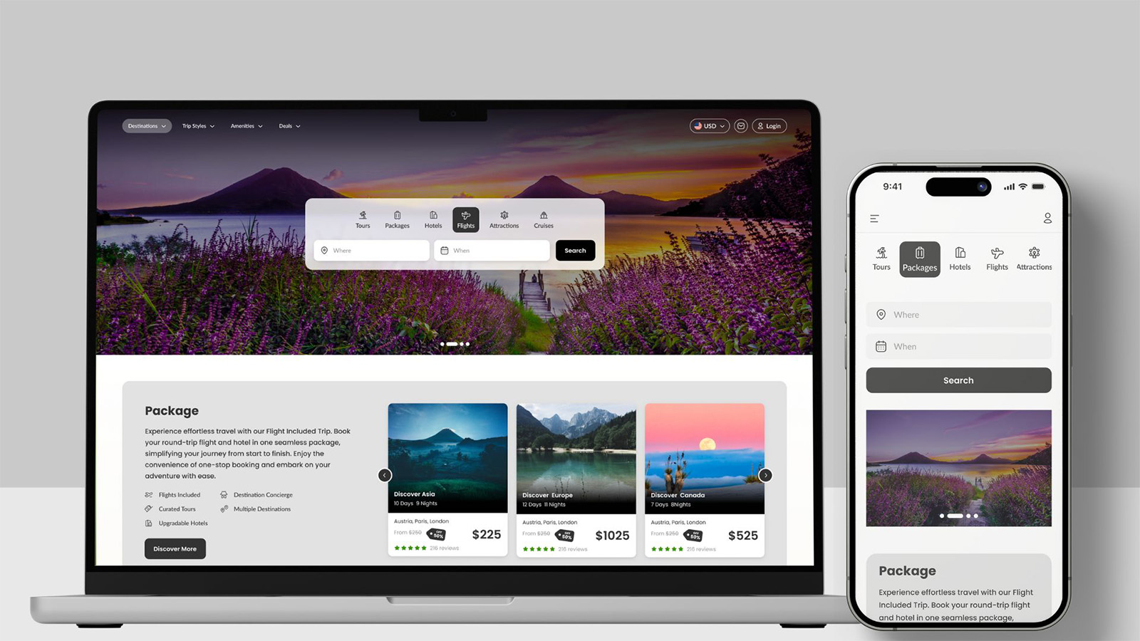 with both mobile and laptop screen with landing page